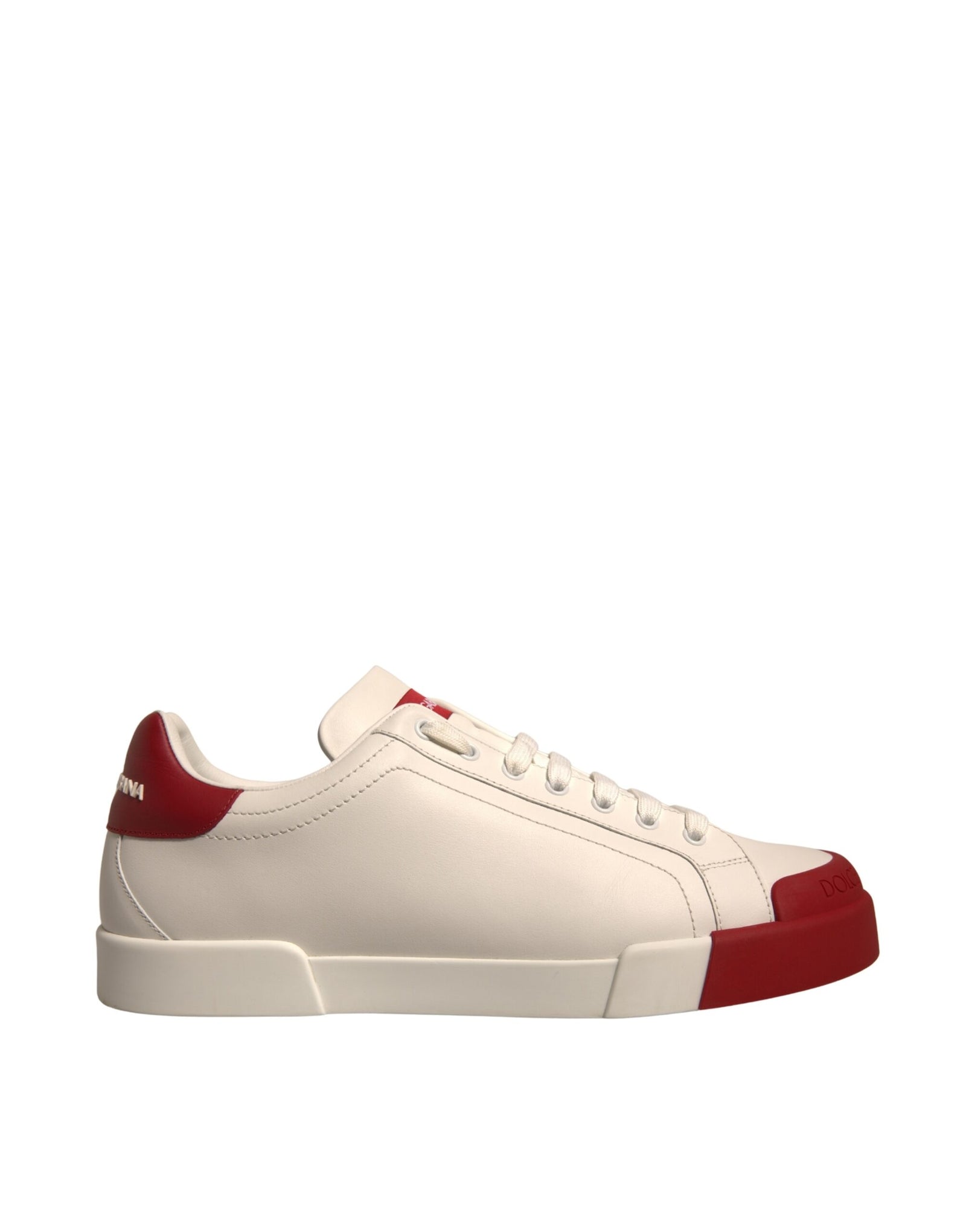 Dolce &amp; Gabbana White Leather Logo Portofino Sneakers Shoes