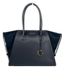 Michael Kors Avril XL Suede Leather Top Zip Satchel Bag Black