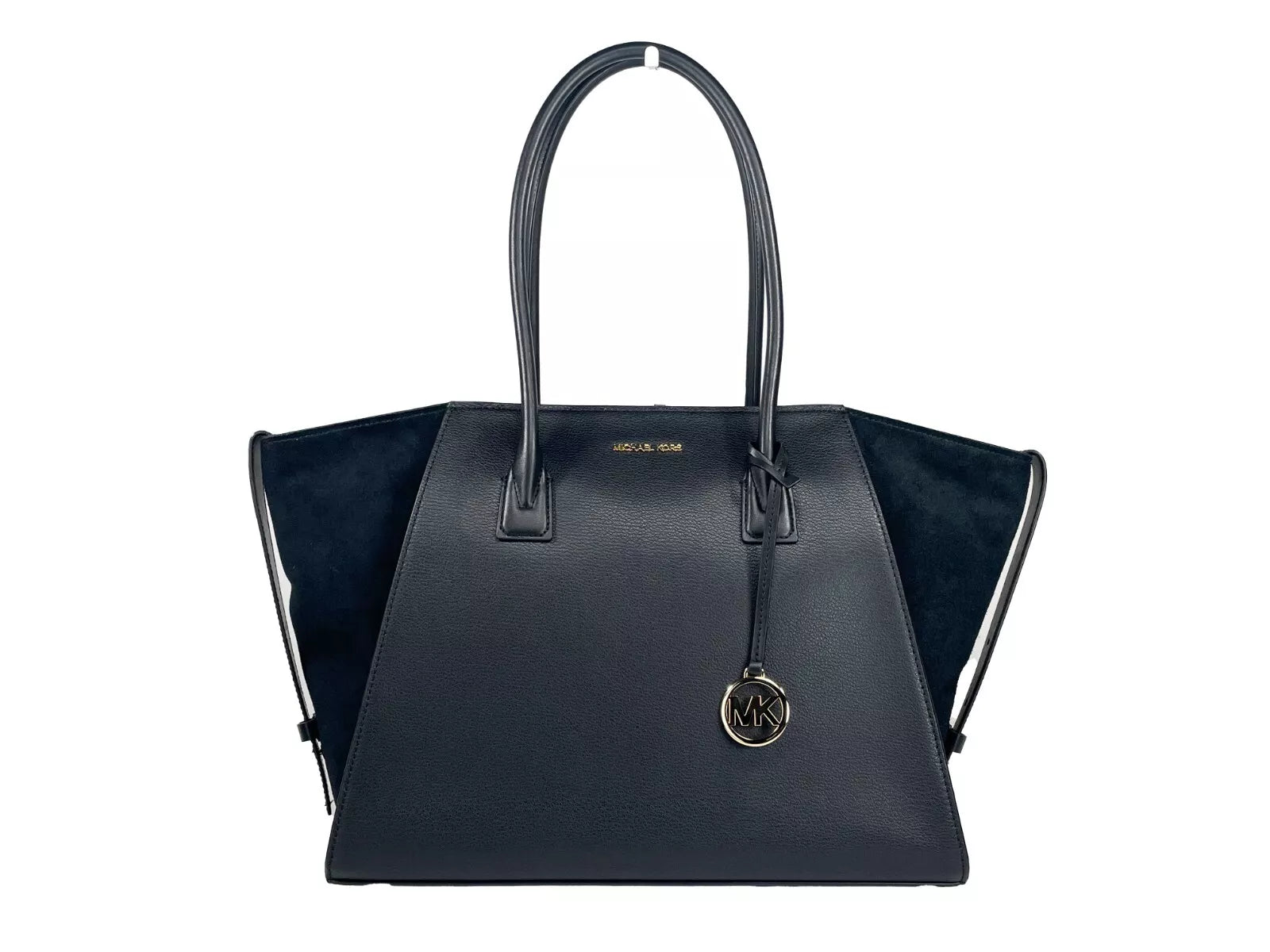 Sac cartable zippé en cuir suédé Avril XL de Michael Kors, noir