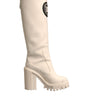 Dolce & Gabbana White DG Logo Hi Trekking Plateau Biker Boots Shoes