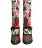 Dolce & Gabbana Black Floral Socks Crystal Boots Jersey Shoes