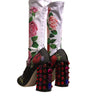 Dolce & Gabbana Black Floral Socks Crystal Boots Jersey Shoes
