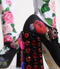 Dolce & Gabbana Black Floral Socks Crystal Boots Jersey Shoes