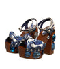 Dolce & Gabbana Multicolor Majolica Embellished Wedge Sandals Shoes