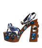 Dolce & Gabbana Multicolor Majolica Embellished Wedge Sandals Shoes