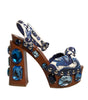 Dolce & Gabbana Multicolor Majolica Embellished Wedge Sandals Shoes