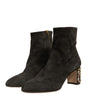 Dolce & Gabbana Black Embellished Heel Ankle Boots Shoes