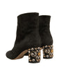 Dolce & Gabbana Black Embellished Heel Ankle Boots Shoes
