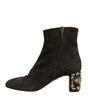 Dolce & Gabbana Black Embellished Heel Ankle Boots Shoes
