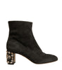Dolce & Gabbana Black Embellished Heel Ankle Boots Shoes