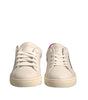 Dolce & Gabbana White Suede Leather Low Top Sneakers Shoes