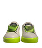 Dolce & Gabbana White Yellow Portofino Leather Sneakers Shoes