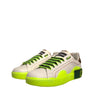 Dolce & Gabbana White Yellow Portofino Leather Sneakers Shoes