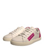 Dolce & Gabbana White Suede Leather Low Top Sneakers Shoes
