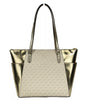 Michael Kors Charlotte Large Leather Top Zip Tote Bag Purse Gold