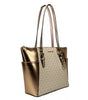 Michael Kors Charlotte Large Leather Top Zip Tote Bag Purse Rose Gold