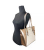 Michael Kors Charlotte Large Leather Top Zip Tote Bag Purse Rose Gold