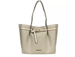 Grand sac fourre-tout Michael Kors Emilia Signature en PVC crème clair