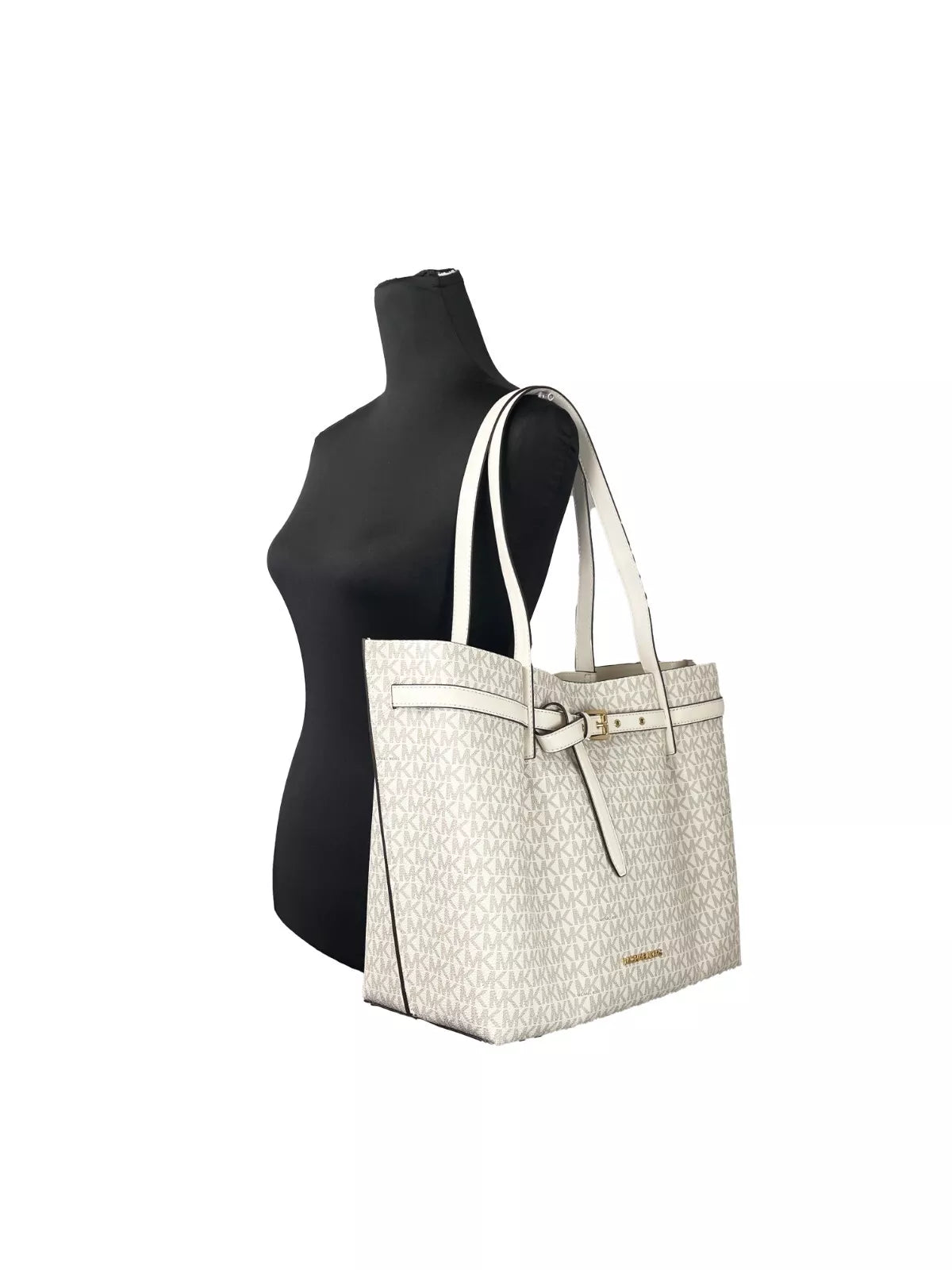 Grand sac fourre-tout Michael Kors Emilia Signature en PVC crème clair