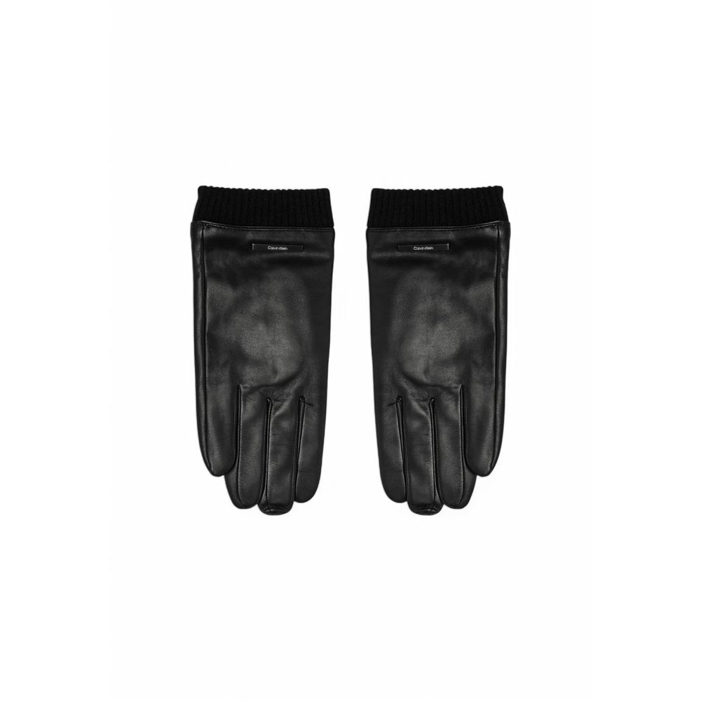Gants en cuir noir Calvin Klein