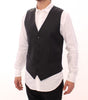 Dolce & Gabbana Gray Striped Wool Single Breasted Vest