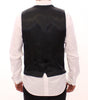 Dolce & Gabbana Gray Striped Wool Single Breasted Vest