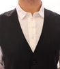 Dolce & Gabbana Gray Striped Wool Single Breasted Vest