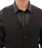 Dolce & Gabbana Black Striped Wool Logo Vest