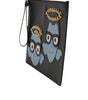 Dolce & Gabbana Black Leather #DGFAMILY Embellished Men Zip Pouch Bag