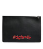 Dolce & Gabbana Black Leather #DGFAMILY Embellished Men Zip Pouch Bag
