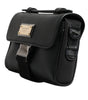 Dolce &amp; Gabbana Black Logo Plaque Leather Buckled Shoulder Crossbody Bag