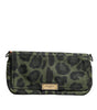 Dolce & Gabbana Green Nylon Leopard Print Shell Messenger Crossbody Bag