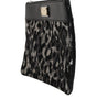 Dolce & Gabbana Multicolor Leopard Jacquard Logo Plaque Men Pouch Bag