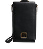 Portefeuille tour de cou en cuir noir Dolce &amp; Gabbana avec plaque logo et porte-cartes