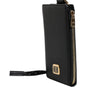 Portefeuille tour de cou en cuir noir Dolce &amp; Gabbana avec plaque logo et porte-cartes