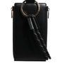 Portefeuille tour de cou en cuir noir Dolce &amp; Gabbana avec plaque logo et porte-cartes