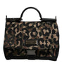 Dolce & Gabbana Brown Leopard Print Lacquard Nylon Sicily Tote Bag