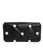 Dolce &amp; Gabbana Black Leather Pearl Embellished Logo Shoulder Bag