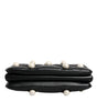 Dolce &amp; Gabbana Black Leather Pearl Embellished Logo Shoulder Bag