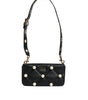 Dolce &amp; Gabbana Black Leather Pearl Embellished Logo Shoulder Bag