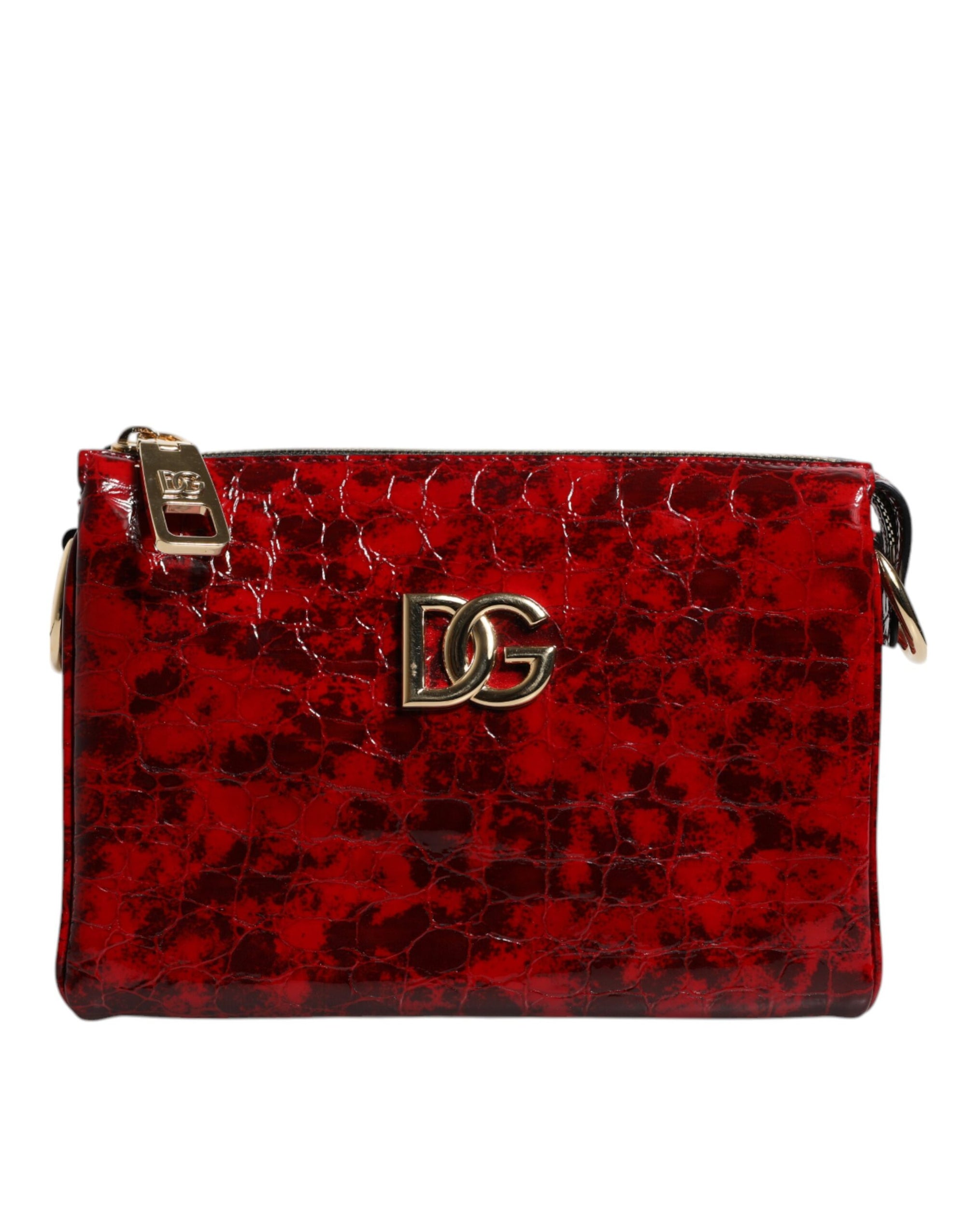 Sac bandoulière Dolce & Gabbana en cuir exotique rouge avec logo DG pour femme