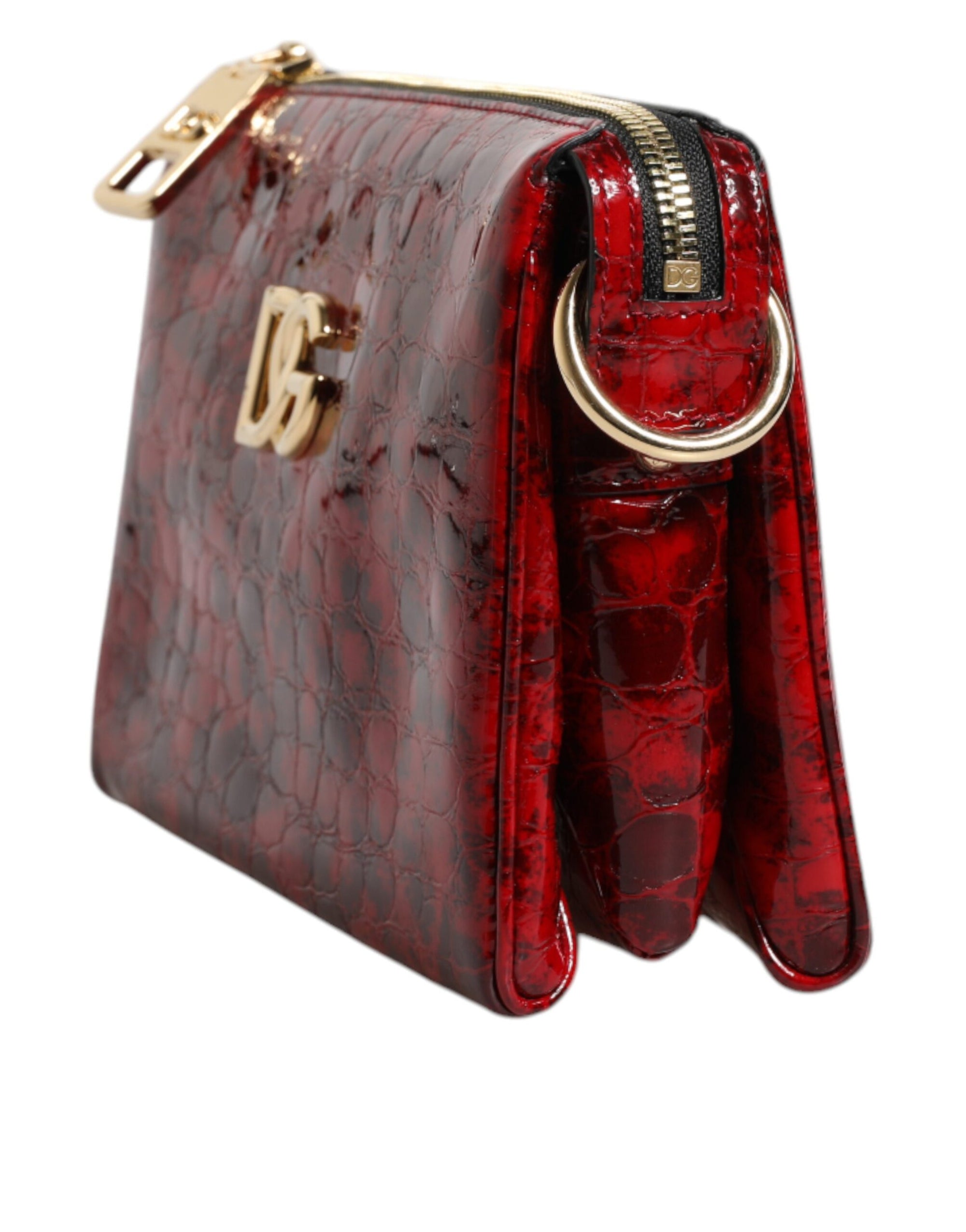 Sac bandoulière Dolce & Gabbana en cuir exotique rouge avec logo DG pour femme