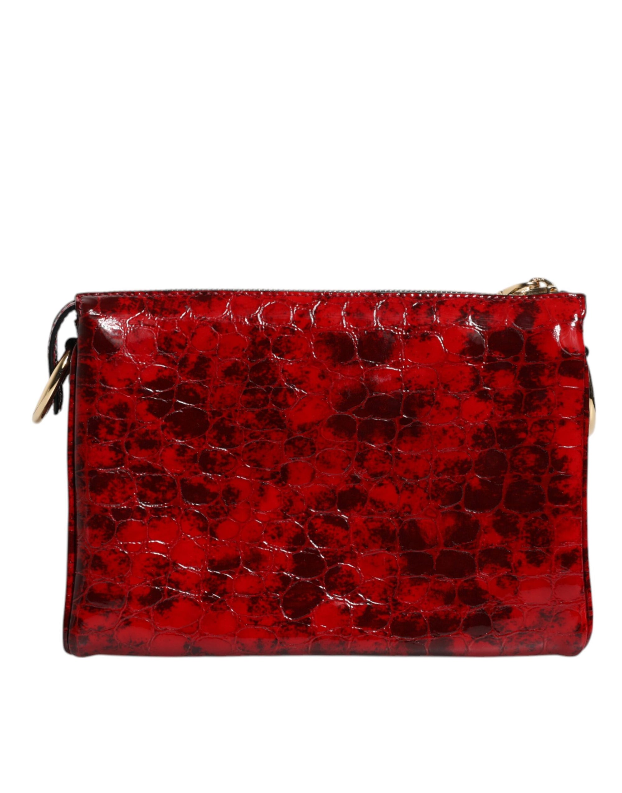 Sac bandoulière Dolce & Gabbana en cuir exotique rouge avec logo DG pour femme