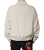 Veste zippée en velours côtelé de coton beige avec logo appliqué Dolce &amp; Gabbana