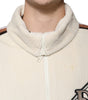 Veste zippée en velours côtelé de coton beige avec logo appliqué Dolce &amp; Gabbana