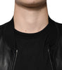 Dolce & Gabbana Black Lambskin Full Zip Biker Blouson Jacket