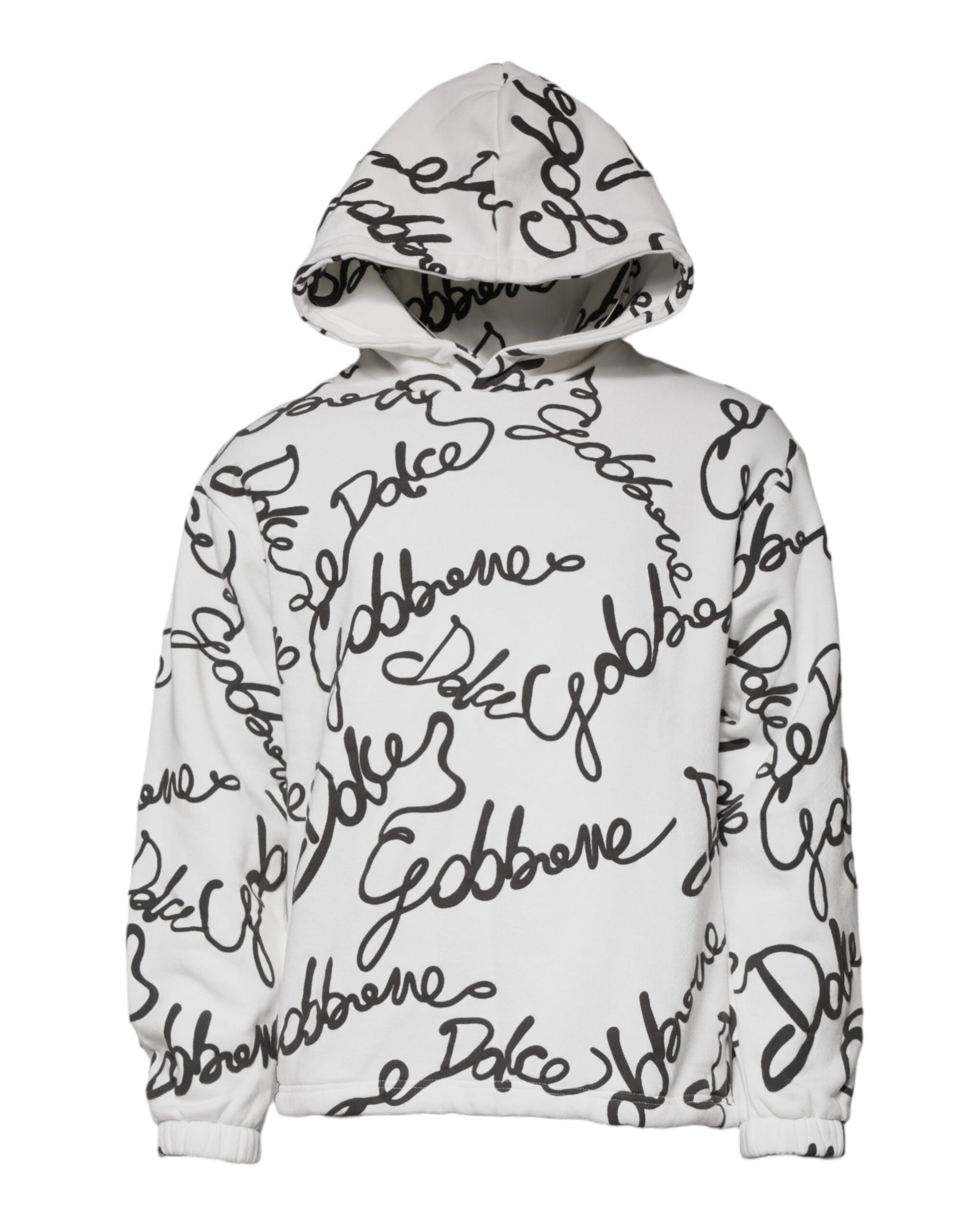 Dolce &amp; Gabbana White Logo Cotton Hooded Sweatshirt Sweater
