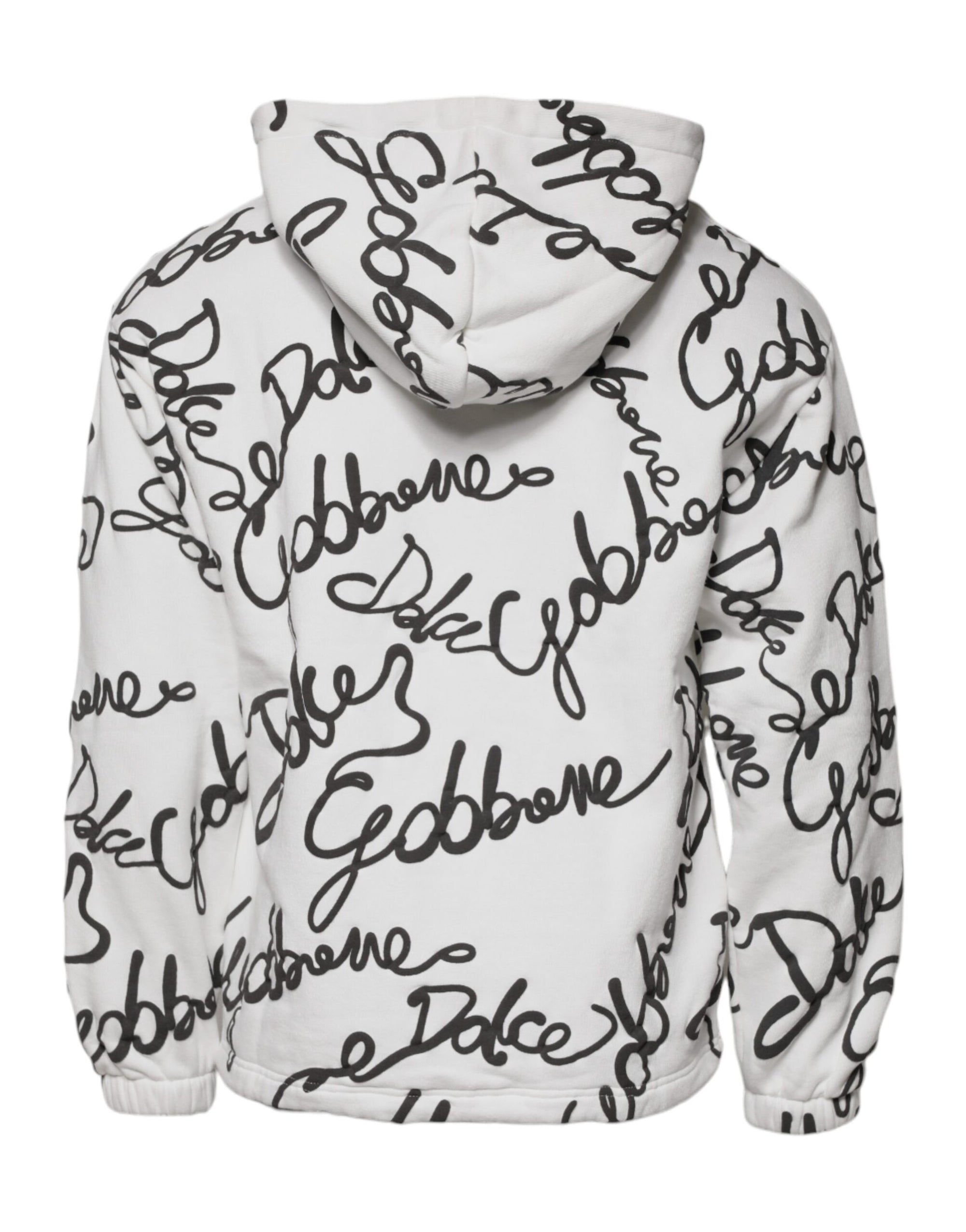 Dolce &amp; Gabbana White Logo Cotton Hooded Sweatshirt Sweater