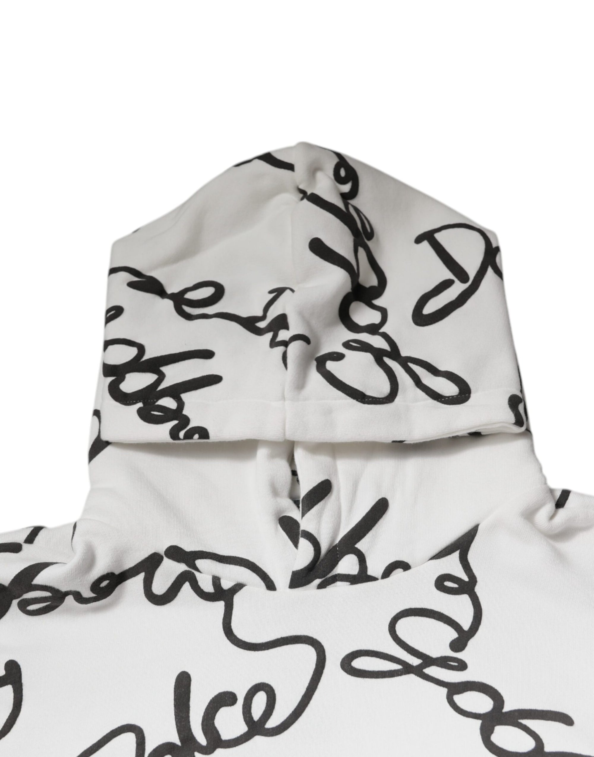 Dolce &amp; Gabbana White Logo Cotton Hooded Sweatshirt Sweater