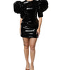 Dolce & Gabbana Black Patent Leather Puff Sleeves Mini Dress